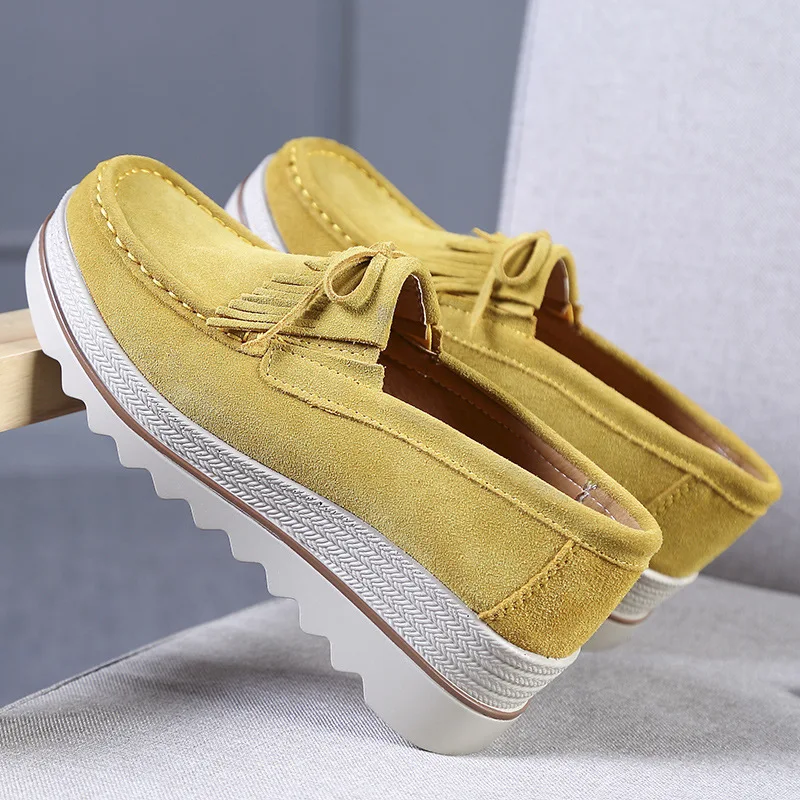 

Spring Women Flats Shoes Platform Sneakers Slip On Flats Leather Suede Ladies Loafers Casual Shoes Women loafers shoes