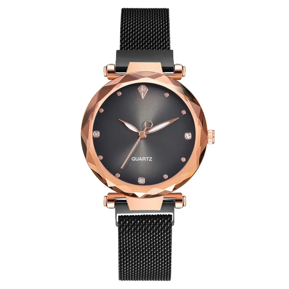 

Hot Sale Women Watch Fashion Magnetic Red Steel Mesh Band Watch Women Watches Ladies Diamond Watch Female Clock relogio feminno