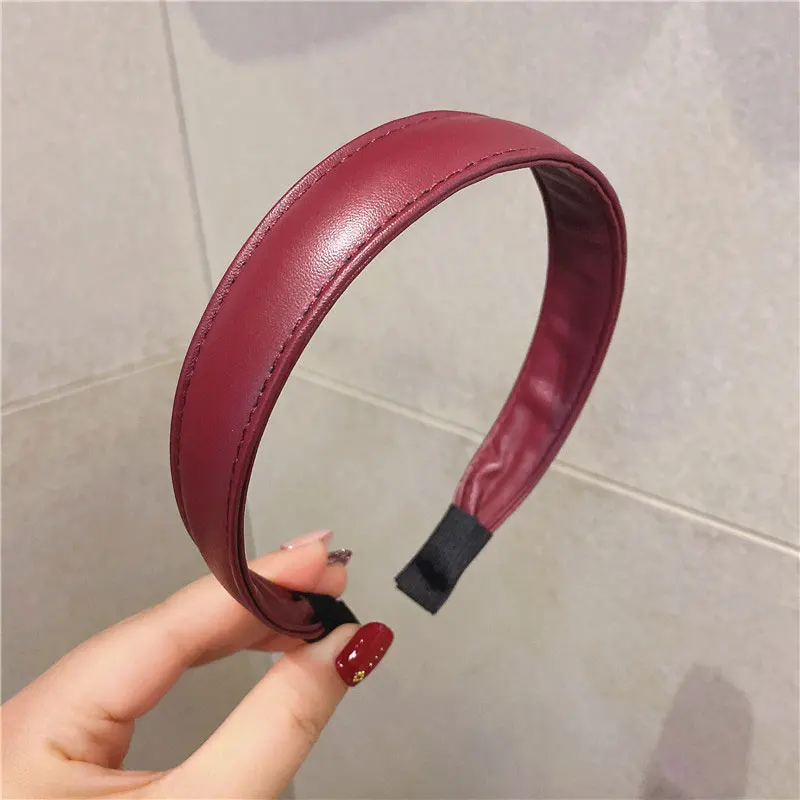 Ободок для волос женский из искусственной кожи тонкий модный простой винтажный