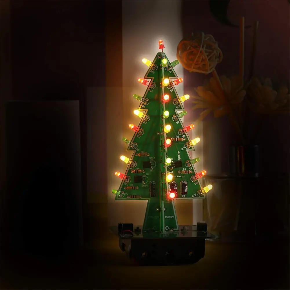 

3d Christmas Tree Diy Soldering Kits Xmas Electronic Circuit 3 Pcb Assemble Tool Kit Flashing Solder Led Color D4u3