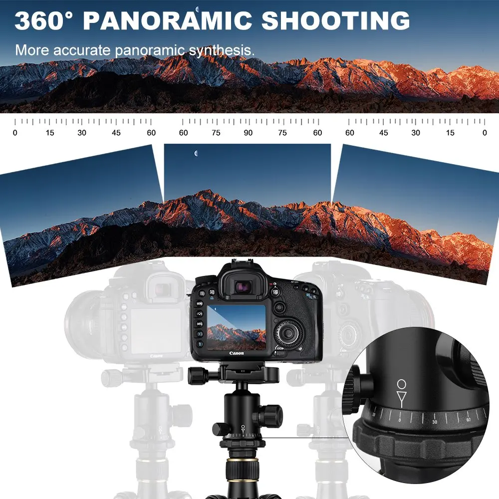K& F концепция 62 ''DSLR штатив, легкий и компактный алюминиевый штатив для камеры с 360 панорамной шаровой головкой БЫСТРОРАЗЪЕМНАЯ пластина