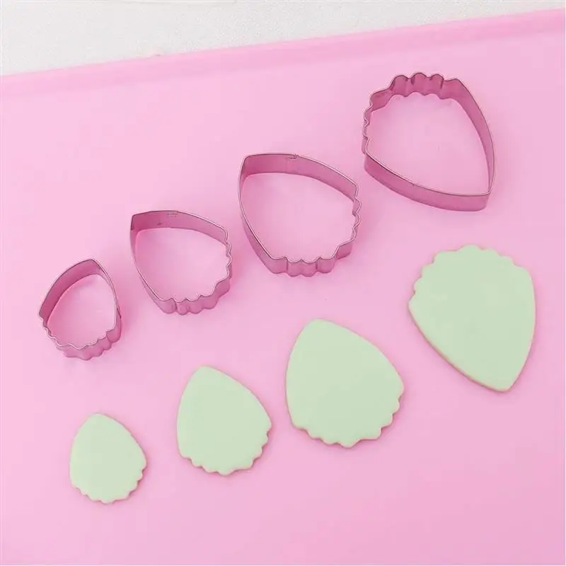 4pcs/lot Heart Peony Flower Cake Mold Stainless Steel Fondant Sugarcraft Cookie Biscuit Cutter |
