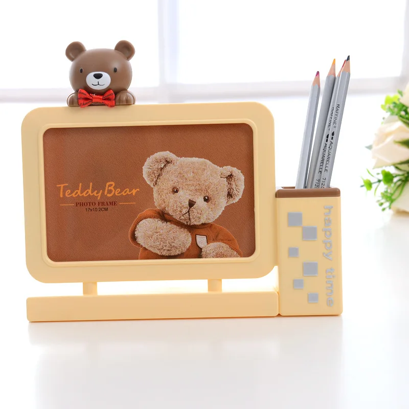 

6 inch creative little bear baby children cartoon photo frame with pen holder boutique photo frame