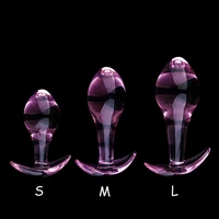 small pink glass anal plug prostate massage dilatador anal ball smooth crystal glass butt plug anal sex toys for couples