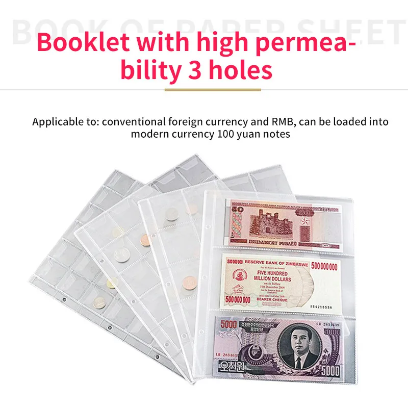 10 шт. бумажный альбом для денег книга сбора банкнот 3 слота хранения бумажных