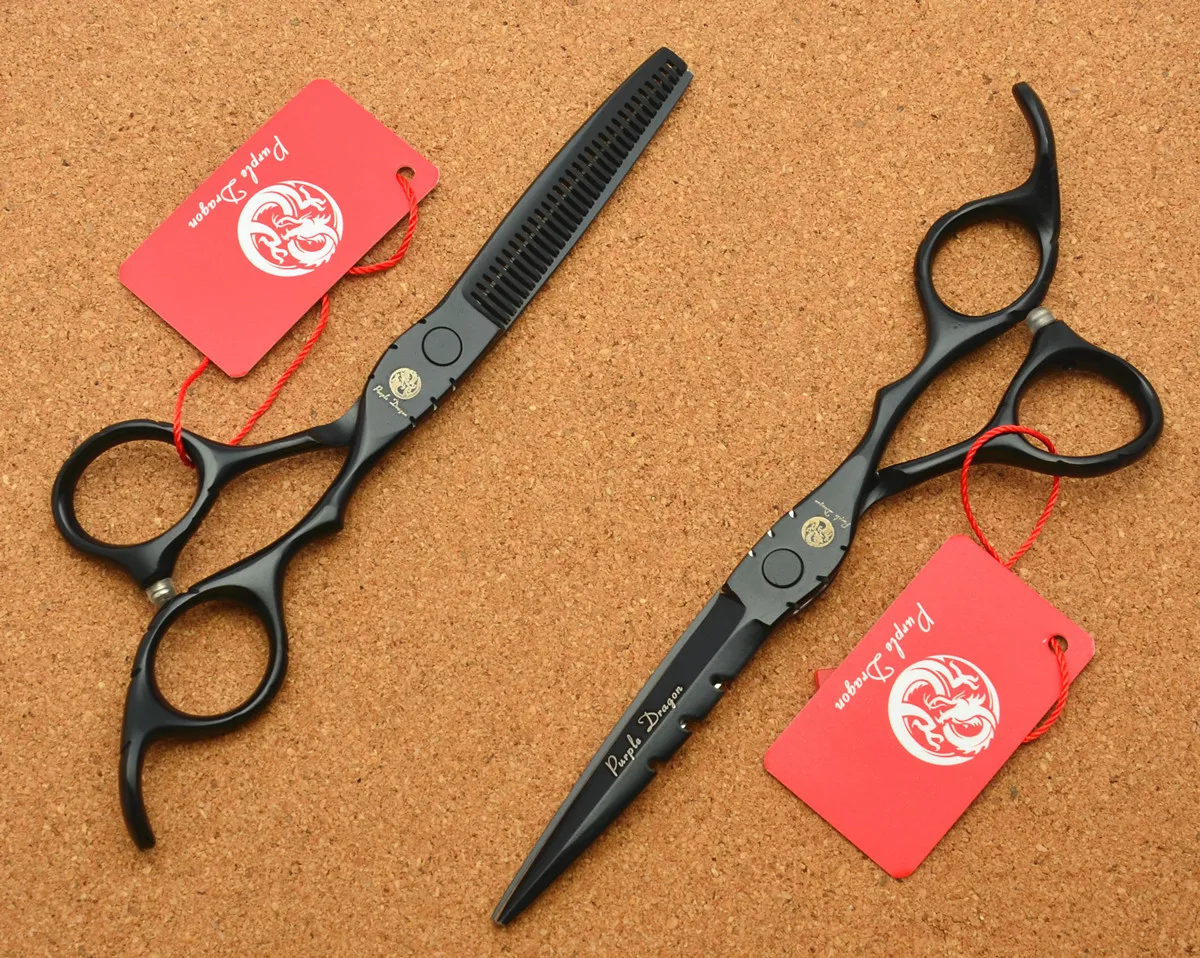 

6Pcs/Set 5.5" 6"Black Hairdressing Scissor JP 440C Thinning Shears Cutting Scissors Professional Hair Scissors Set of Tool Combs