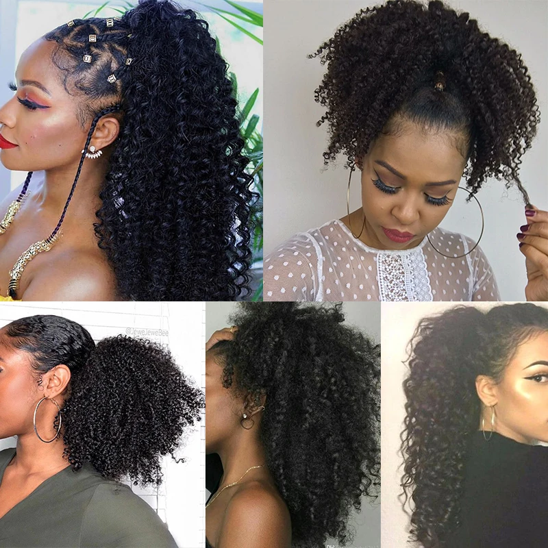 LUPU афро кудрявые конский хвост с шнурком Клип В синтетические волосы расширение