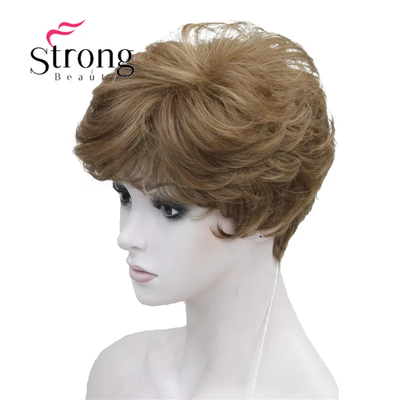 StrongBeauty Shag стиль синтетические парики короткие волнистые слоистые темно-Обурн пользовательские парики для афро-американских