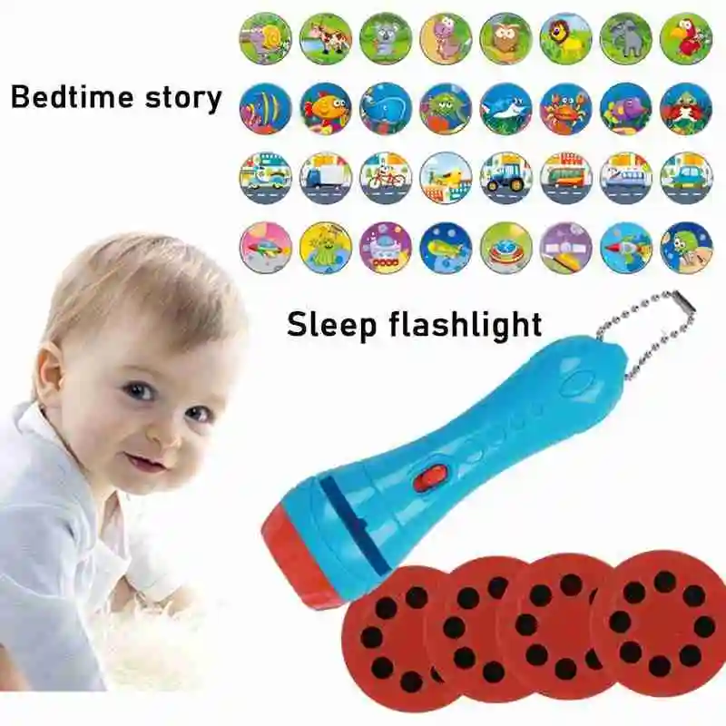 

1Pcs Baby Story Machine Flashlight Projector Lamp Toy Childhood Early Toy Education Holiday Gift Birthday C6S1