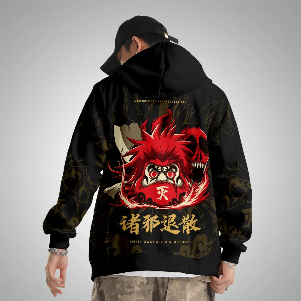 

Мужская черного цвета на молнии с капюшоном и принтом в виде спортивной моды повседневное высокое качество Толстовка Harajuku куртка пальто бе...