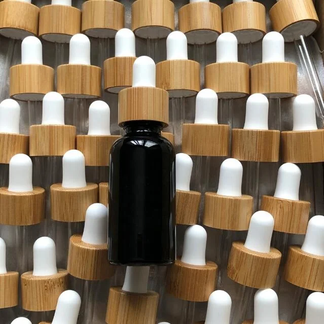 

18mm 20mm bamboo dropper cap Screw Press Dropper Cover Cap with glass pipette for 5/10/15/20/30/50/100ml essential oil bottle