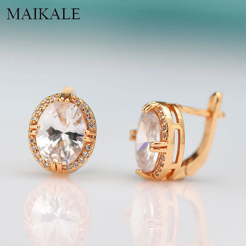 MAIKALE, Классические круглые серьги-гвоздики для женщин, большие кубические циркониевые бусины, позолоченные серебряные серьги, модные ювелирные изделия, подарки