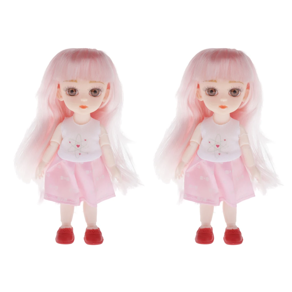 2 упаковки куклы 16 см шарнирные Полный Набор фигурок кукла с юбкой парик обувь и