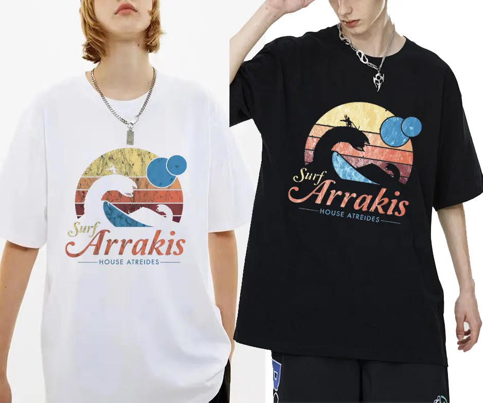 

Visit Arrakis Vintage Distressed Surf Dune Tshirt Men Women Casual Fashion T-shirt Summer Cotton Tee Shirt Unisex Short Sleeve