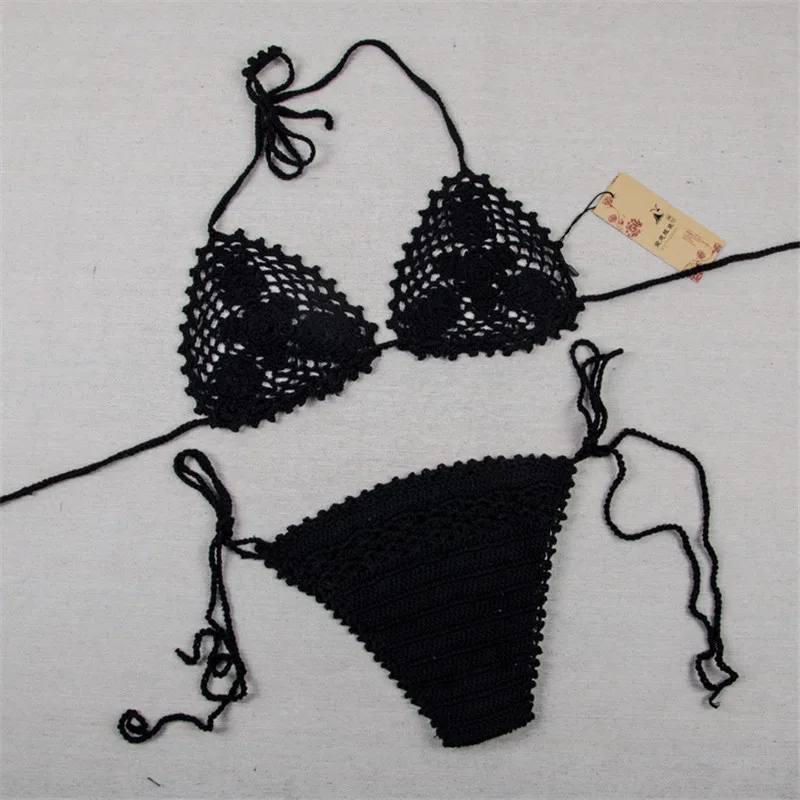 Ручная работа бразильские бикини Для женщин Купальники Холтер кроше на