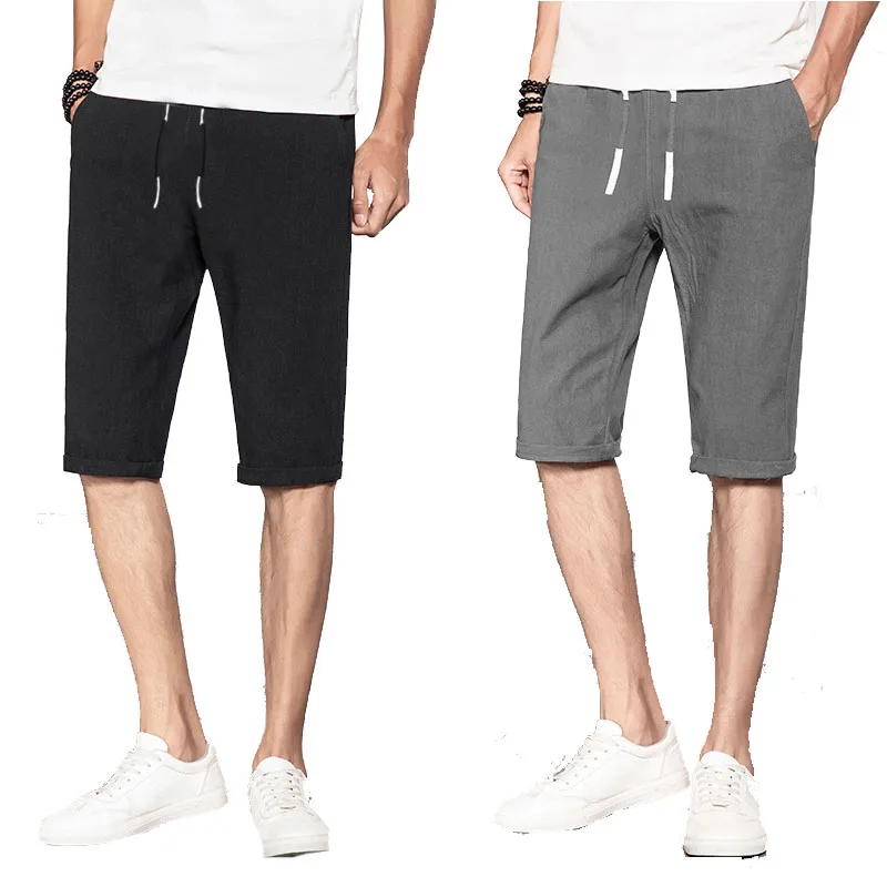 

Летние Новые мужские шорты хлопок впитывающий пот светильник мужские повседневные мягкие удобные дышащие льняные укороченные брюки разме...