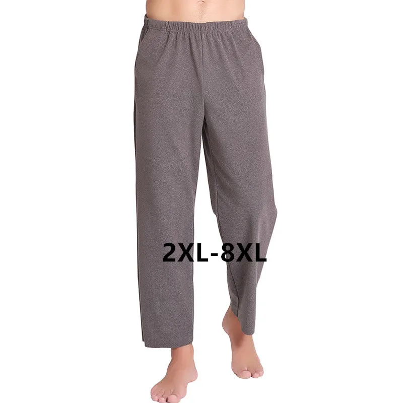 150 KG Wear Plus Velvet Warm Winter Pajamas Pants Men Thicken Loose Male Sleep Bottoms Trousers Pyjama Homme брюки мужские 8XL
