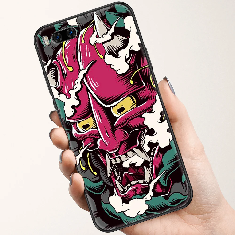 Чехол для телефона с японской маской Oni samurai Xiaomi Mi Note 8 9 10 11 9T 10T A3 Lite Pro Ультрачерный