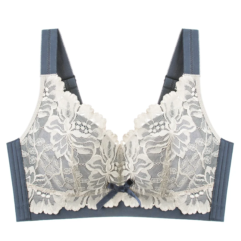 

YueYanni underwear women's thin big breasts small full-cup bra no steel ring gathered up anti-sagging adjustable bra