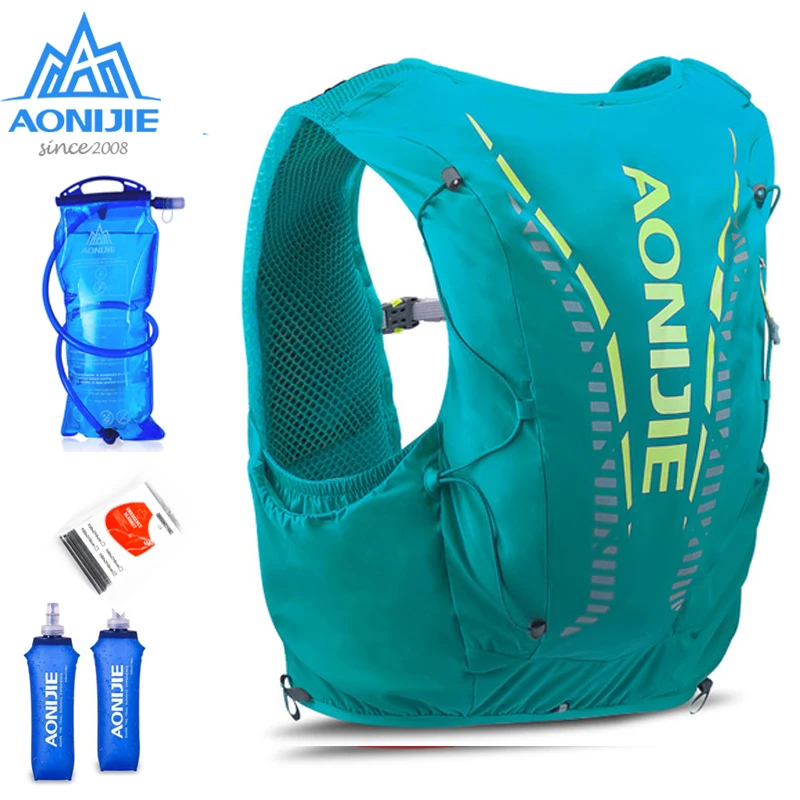 AONIJIE C962 12L  green Hydration Backpack Advanced Skin  Pack Bag Vest Soft Water Bladder Flask professional running bag