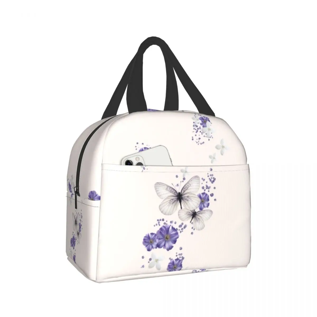 

Butterfly Functional Pattern Cooler Lunch Box Butterfly Lunch Box Tote Travel Picnic Handbag For Women Kids