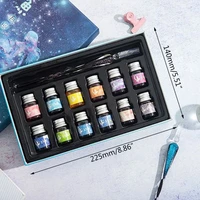 w3jd crystal starry sky glass ink pen glass dip pen for writing fountain pen set gift