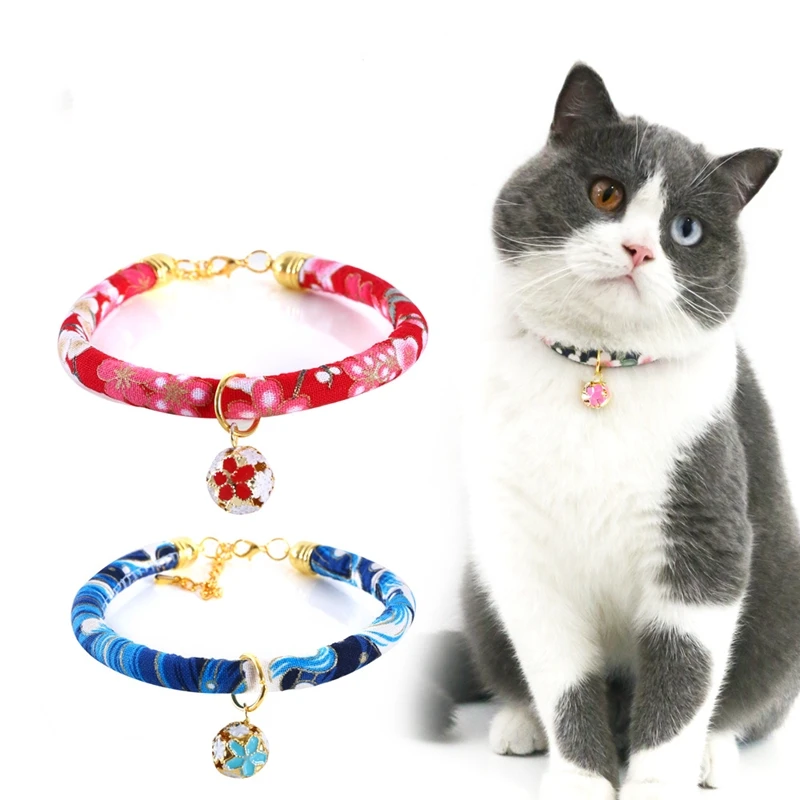 S-M Fashion Adjustable Cats and Dogs Collar Chic Flower Bells Collars High Quality Kawaii Necklace For Pets Party Accessories