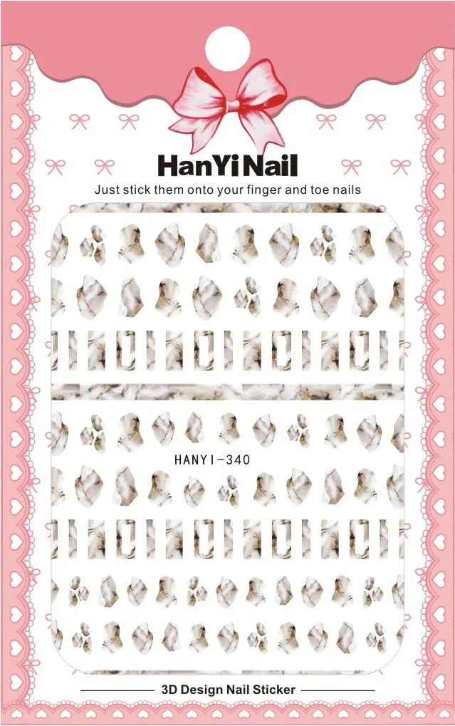 HANYI340 1 шт. Starlight французский стикеры 3D на ногти Nail Art градиентный мрамор камень наклейки для ногтей аксессуары для ногтей украшения для ногтей Новинка - Цвет: HANYI340