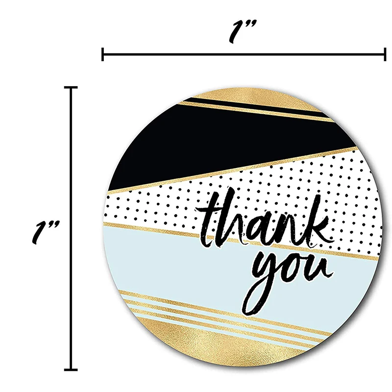 1 inch Geometric Modern Thank You Stickers 8 Different Design Designs with Faux Glitter 500 Per Rol | Канцтовары для офиса и