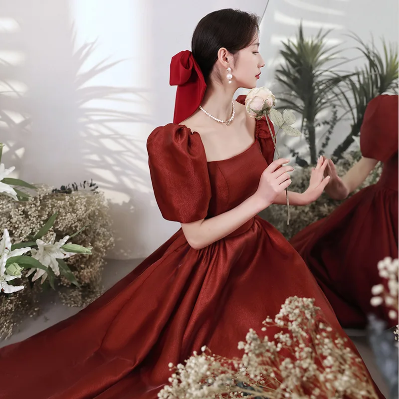 

Женское платье с пышными рукавами, вечернее платье-трапеция с завязками на спине, официальное платье-Ципао, размеры