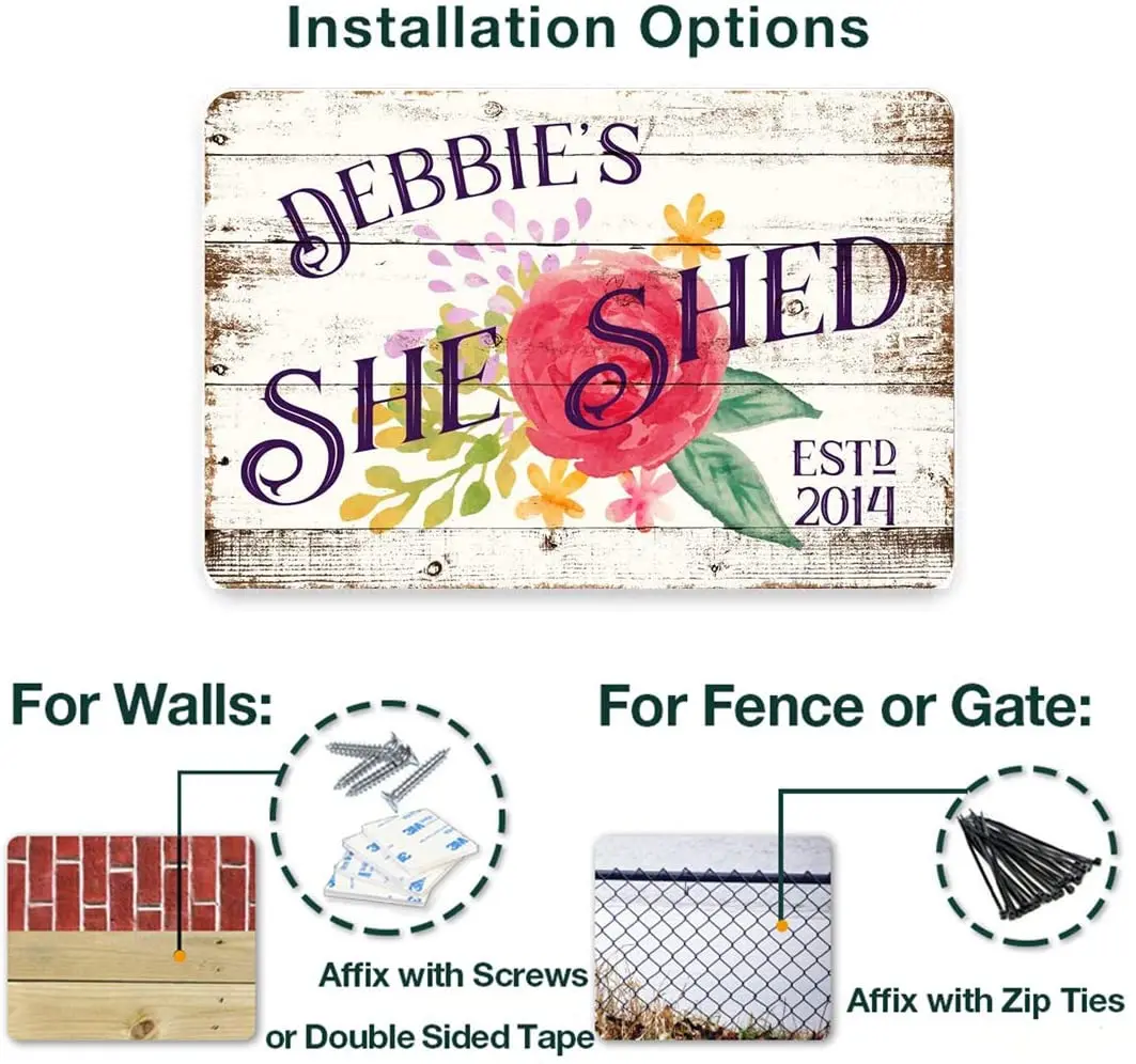 

Personalized She Shed Sign Home Decor Wall Art Decor Metal Sign for Outdoor