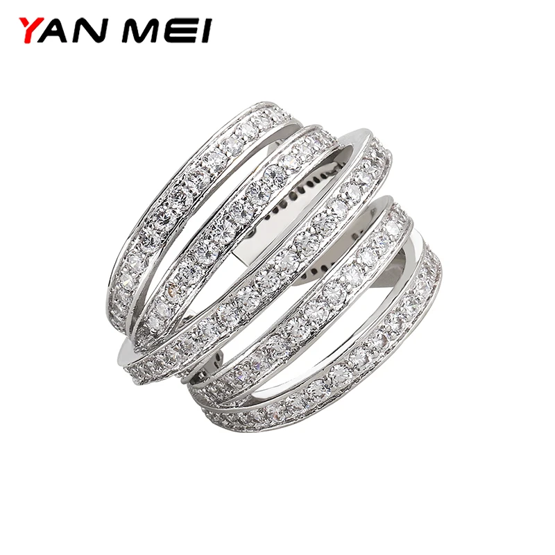 YANMEI Модная серьга клипса с несколькими кольцами полукругом инкрустированная