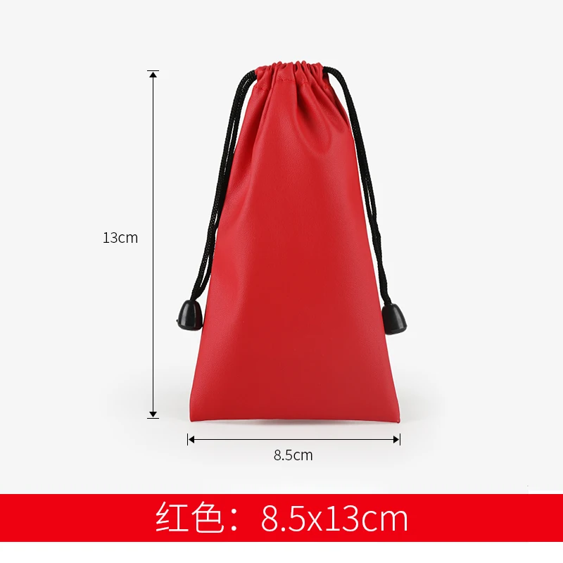 red 8.5x13cm Высокое Качество Пользовательский логотип сумка из искусственной кожи шнурок сумки гарнитура Кабель для передачи данных Водонепроницаемый хранения струнная сумка для подарков - Цвет: red 8.5x13cm