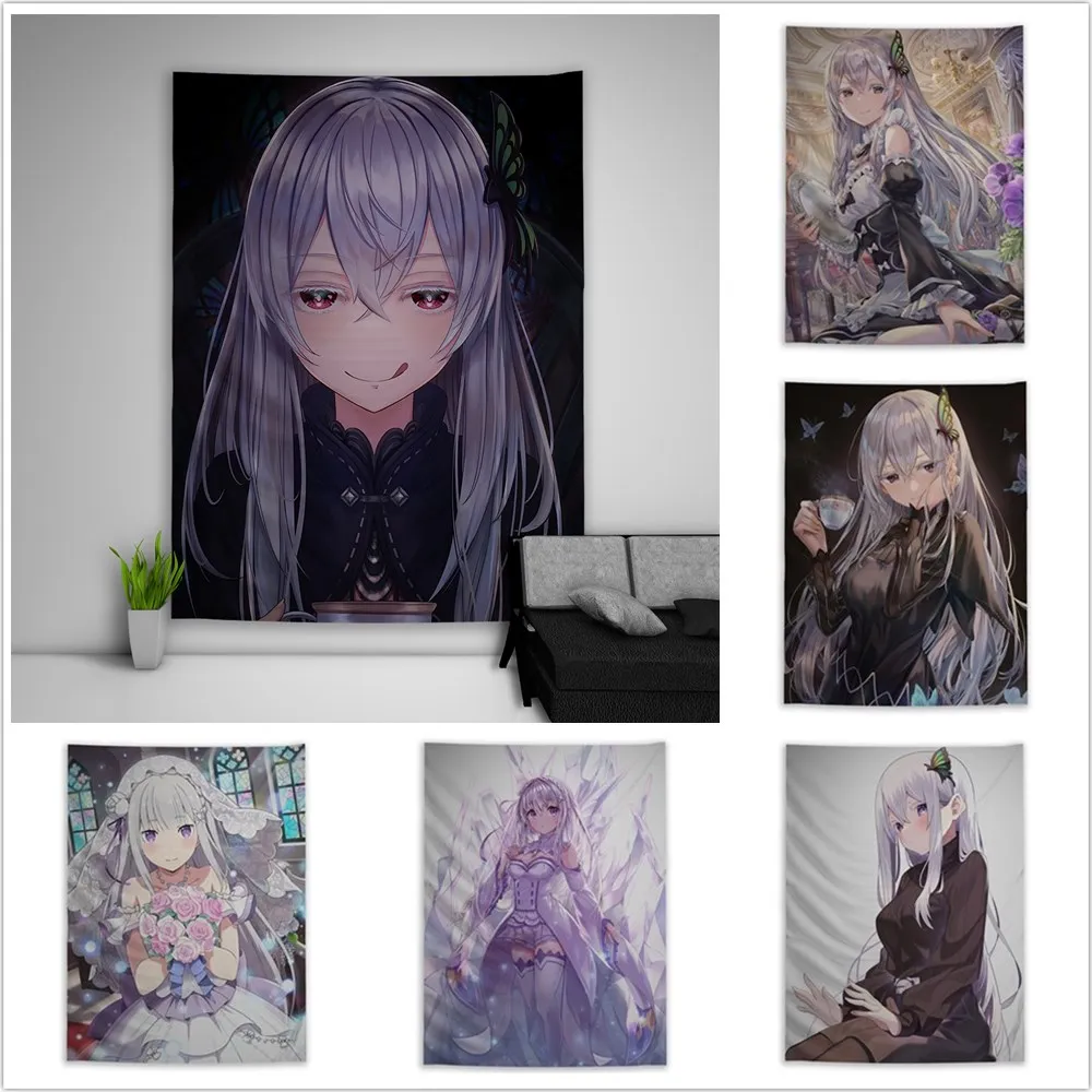 

Гобелен Эмилия Re Zero Echidna, искусство, настенный подвесной диван, стол, покрывало для кровати, постер для домашнего декора