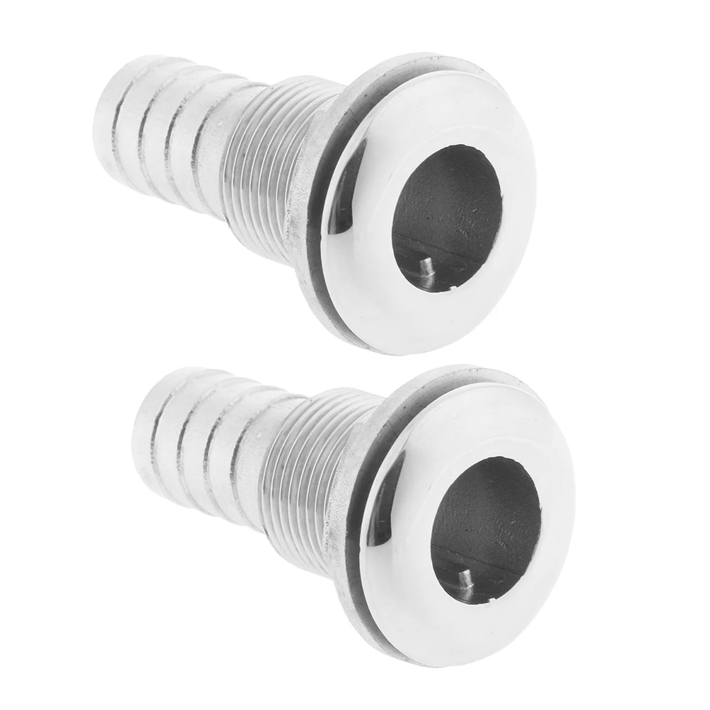 

2pcs Durable 3/4 icnh 19mm Boat Thru Hull Fitting Hose Barb Drain for Marine Yacht - Stainless Steel