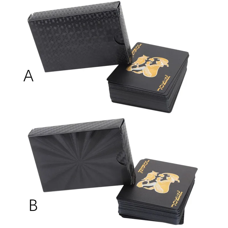 

Waterproof Playing Cards Plastic Playing Cards Poker Cards Luxury Cool Black Foil Poker Playing Cards Standard Size 52+2 Poker