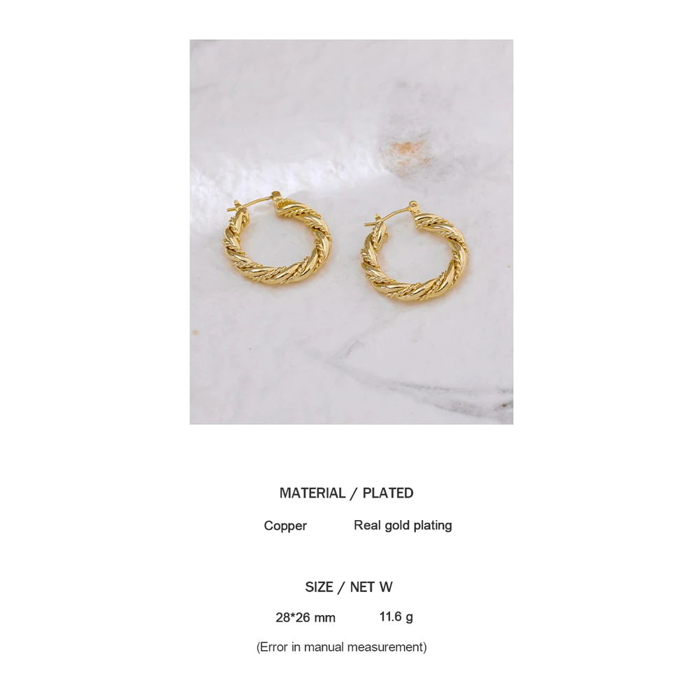 

YMYW Exquisite Round Gold Hoop Earrings for Female Stylish Trendy Metal Copper 14-K-Gold-Plated Charm Elegant Geometric Earrings
