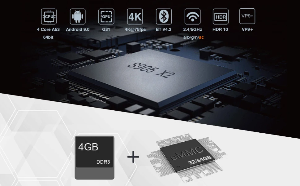 ТВ-приставка на Android A95X F2 4G 32 Гб 64 ГБ Android 9,0 ТВ-приставка 2,4/5,0G WiFi Bluetooth 4,2 Голосовое управление Amlogic S905X2 Smart Media Play