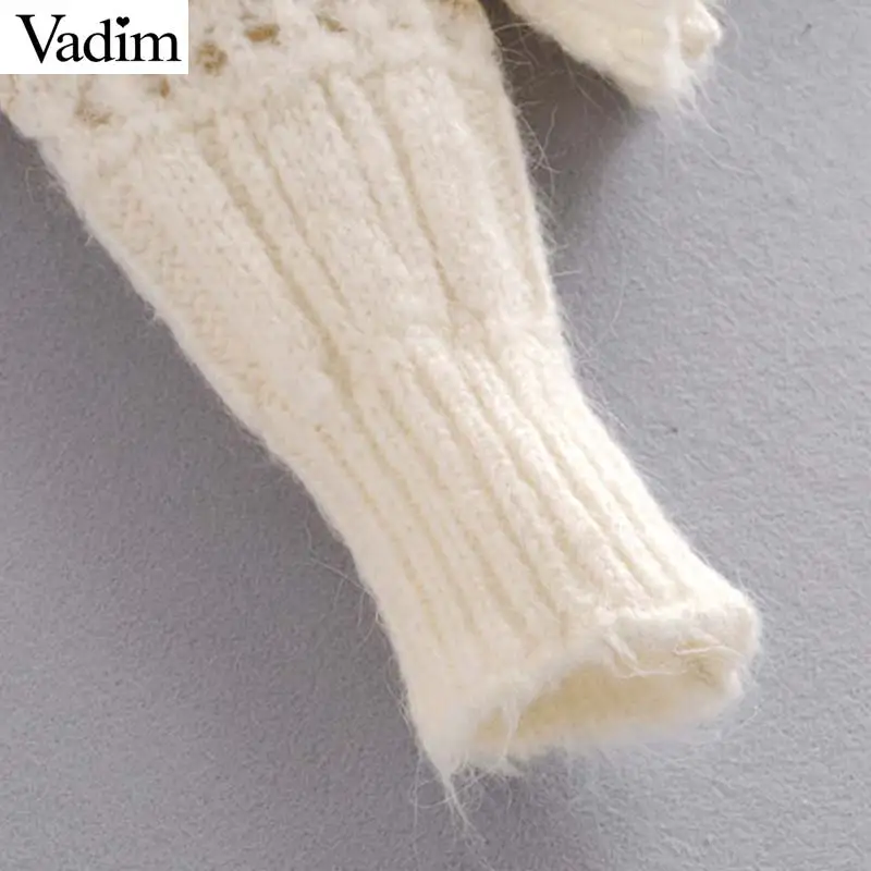 Vadim женские модные вязаные свитера Ажурные кружевные лоскутные Необычные