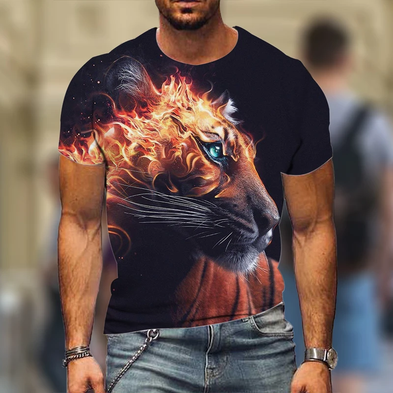 Футболка мужская оверсайз с коротким рукавом 3D леопардовый принт забавная