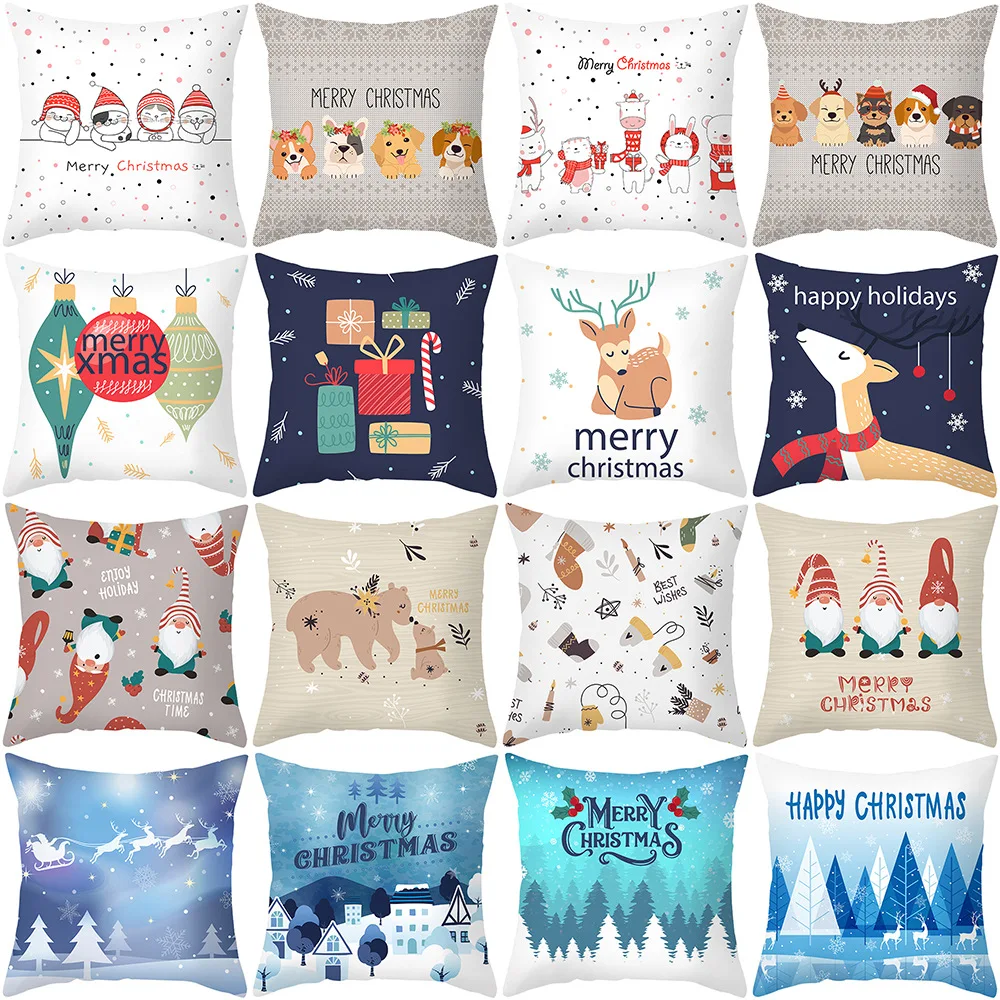 

Merry Christmas Cushion Cover Santa Claus Elk Christmas Decoration For Home 2021 Christmas Ornaments Natal Navidad New Year 2022