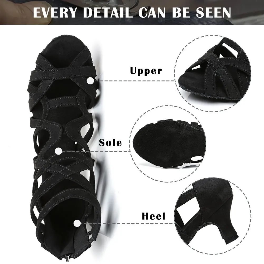 Женские танцевальные ботинки на высоком каблуке сапоги для бальных танцев