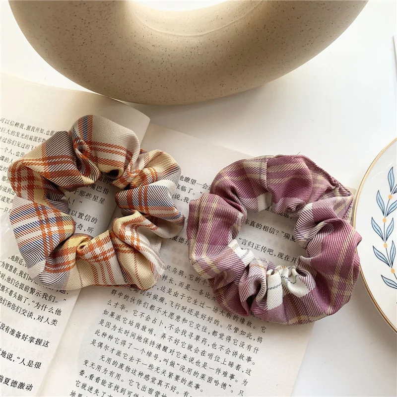

Fashion Fabric Printed Plaid Large Intestine Hair Tie Women's Popular Cute Hair Tie Campus Party Accessories