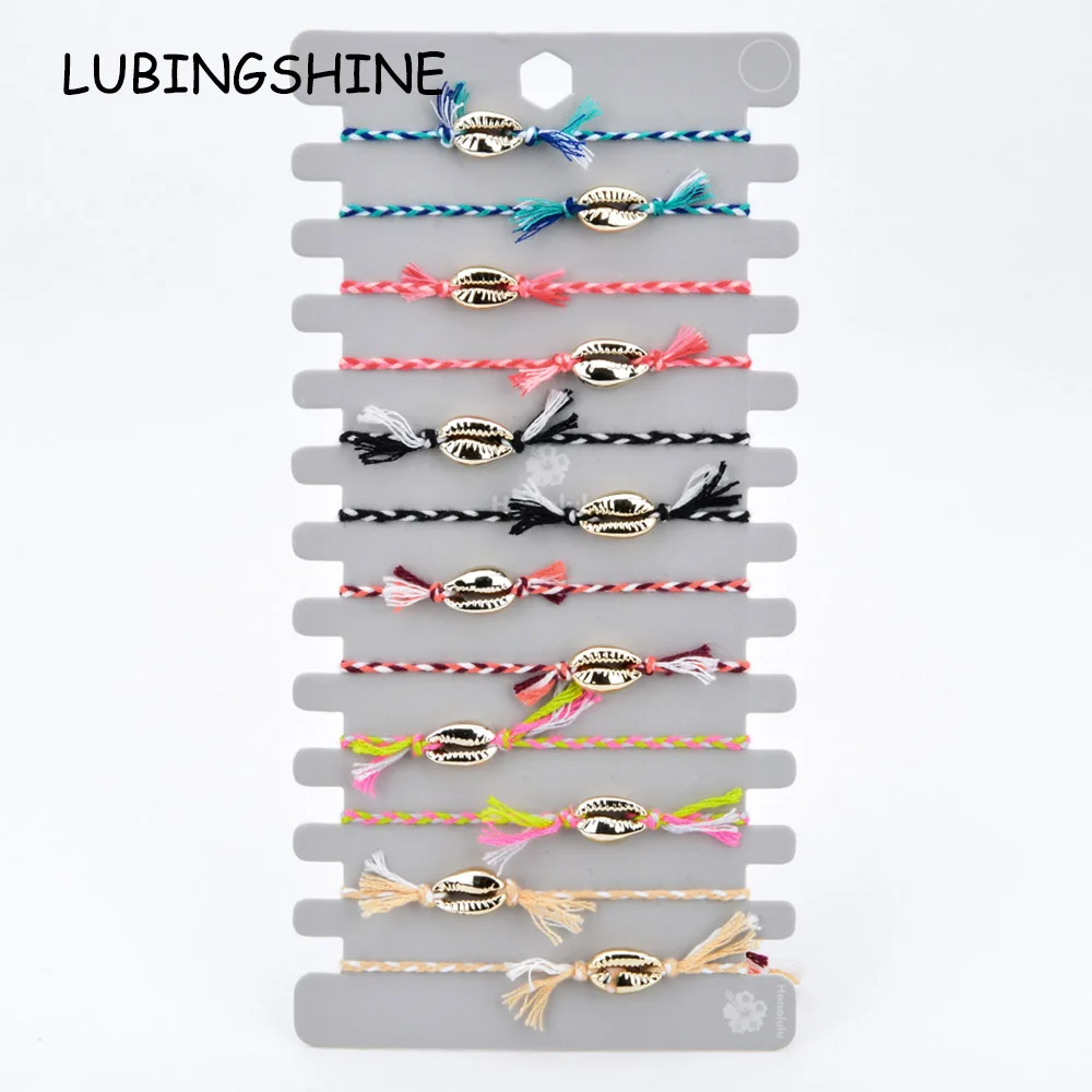 12 шт./компл. браслеты с подвесками из сплава и ракушек для женщин плетеные на ногу