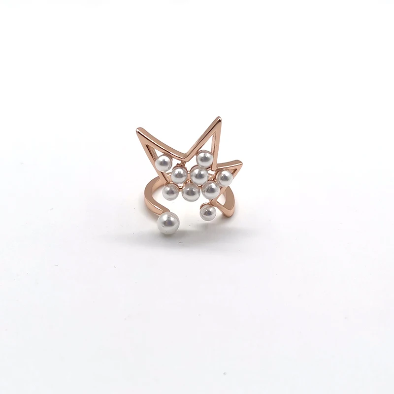 LONDANY Открытое кольцо с абстрактной звездой пентаграммой жемчугом розовым