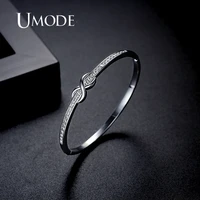 umode luxurious party jewelry 0 03ct cz simulated cubic zirco stone pave bangle bowknot bracelets for women christma gift ub0249