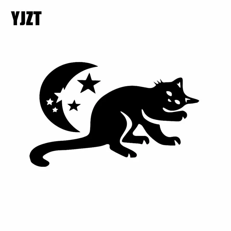 YJZT 15 3X9 5 см Виниловая наклейка с рисунком смешного кота Луны звезды стикер для