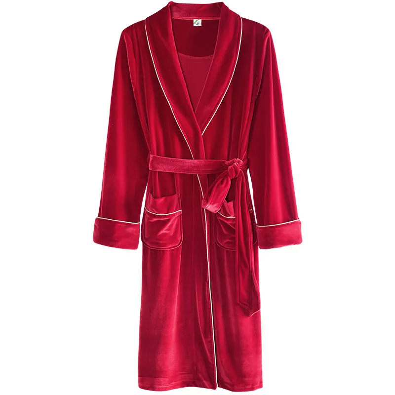 Халаты для невесты зимние женские халаты одежда сна мягкий бархатный красный