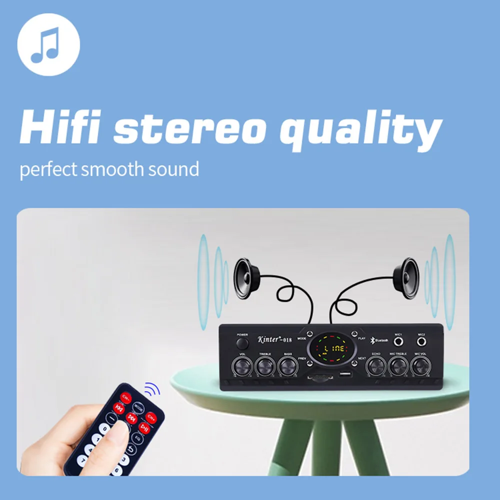 Kinter 018 HiFi усилитель 30 Вт стерео звук аудио для Bluetooth/USB/SD вход FM радио DC 12 В пульт