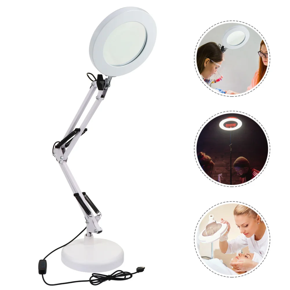 

1 Set LED 8X Magnifying Glass Lamp Beauty Magnifying Lamp Portable Folding Lamp